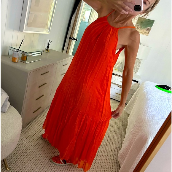 Italian silk mix bright orange sundress - Picture 4 of 8